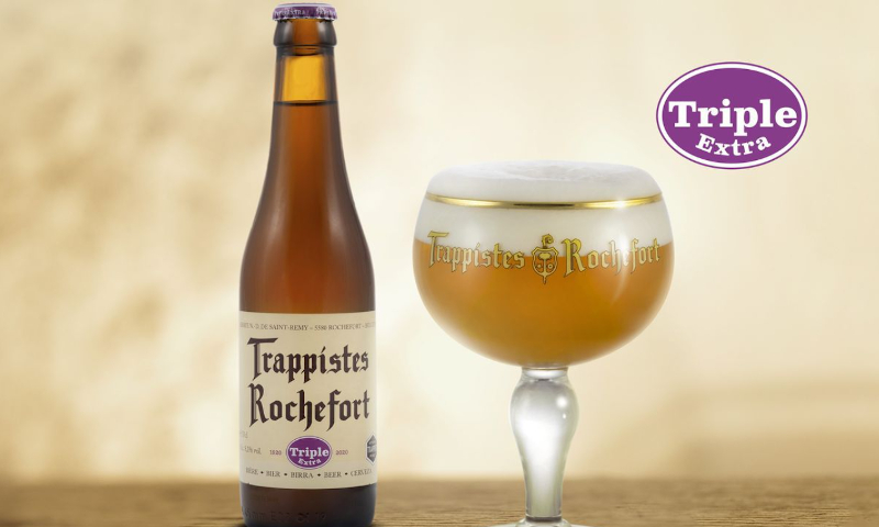 Rochefort Triple Extra glas en flesje op tafel
